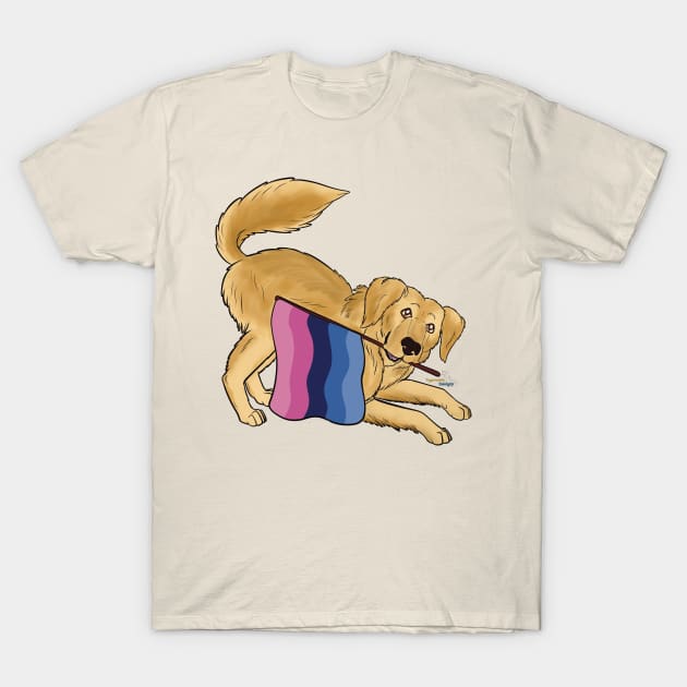 Pride Doggos Alternates: Omnisexual Golden Retriever T-Shirt by tygerwolfe